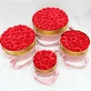 Round Velvet Soap Flower Pudełko Pudełko Rękbonowe Ręczne Kwiat Box z Nigdy Fading Roses Wedding Favors Walentynki Dzień Matki 210925