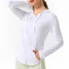 Lu-159 jaqueta feminina respirável de secagem rápida yoga esportes casaco correndo camisa de fitness manga longa esportes superior roupas de ginástica feminino treino com capuz