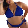 Kadın Mayo S-5XL Bayan Katı Push Up Yastıklı Artı Boyutu Halter Bikini Set Mayo Mayo Beachwear Lingerie Mujer