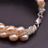 Link Chain White Pink Purple Baroque Pearl Bracelet Natural Pearls Braided Bangle For Women Handmade Fashion Fine Jewelry Original Design Ke