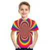 Kinderzomer T-shirt Abstract Patroon Ronde hals Knappe shirt Short-mouwen 100-170cm T-shirts voor heren