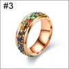 Multicolour Stainless Steel Band Rings Rotating Diamonds Ring Fidget Anxiety Release