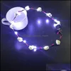 Led Lighting Wreaths Women Flower Hair Crown Luminous Headbands Headwear For Wedding Kids Night Market Toys Glowing Garland Head Drop Delive