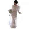 Robes de mariée Satin Satin de Kaftan Satin avec manches longues à manches longues Boutons Princess Fishtail Robes de mariée Vestidos