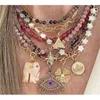 Buddha Evil Eye Heart Red Green Naszyjnik Luksusowy Kreatywny Wykwintny Vintage Collier Elephant Biżuteria Urok Wisiorek Bijoux