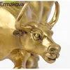 ERMAKOVA Wall Street Golden Fierce Bull OX Figur Skulptur Charging Stock Market Bull Statue Home Office Decor Geschenk 210727
