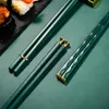 Chopsticks 6/5/8pairs återanvändbara japanska högtemperaturbeständiga glasfiber matlagningssushi pinnkeramik