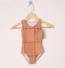 Summer Baby Girls One Pieces Bikinis Swimwear Designer Kids Plaid Swimsuit Bathing Suit Child Beach Girl Wear Swimming8931287