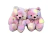 DHL Ship Poupées en peluche Teddy Bear House Pantoufles Brown Femmes Accueil Intérieur Doux Anti-dérapant Fausse Fourrure Mignon Moelleux Rose Hiver Chaussures Chaudes