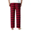 Kırmızı Siyah Ekose Pijama Pantolon Erkekler Lounging Rahat Ev PJS Uyku Dipleri Erkek Flanel Pamuk İpli Düğme Fly Pijama 210522