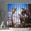 Rideaux de douche girafe rideau ensemble lumière du soleil paysage Animal tissu imperméable bain avec crochets multi-taille salle de bain écran décor