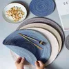 6 Pieces/Set Of Round Cotton Yarn Table Mat Western Food Mat Hand-Woven Non-Slip Soup Plate Bowl Mat Coaster Insulation Pad 210817