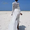 Summer Boho Women Maxi Sleeve Sexy Transparent See Through White Lace Long Tunic Beach Dress 210415