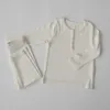 Beer leider baby jongens meisjes herfst lente kleding set Koreaanse stijl casual effen volledige mouw tops broek outfits baby homewear 210708