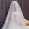 Gelin Veils Sadelik Düz Tül 2 Katmanlar Uzun Düğün Peçe Zarif 3 Metre T Beyaz Fildişi Kapak Yüz Tarak