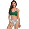 Menas de banho feminina verão 2021 Lady Swimsuit Sutwed Bra Two peças Mulheres da cintura alta Halte