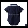 Jumpsuitsrompers Clothing Baby Maternity Drop Delivery 2021 Summer Boys Rompers Infant Short Sleeve Jumpsuits Toddler Cotton Turndown Collar