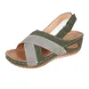 Kvinnor Summer Sandals Low Heel Buckle Retro Sewing Stitching Platform Shoes Casual bekväm