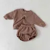 Baby Jongens en Meisjes Regenboog Kleding Set Kinderen Casual Lange Mouwen Pullover Sweatshirt Tops + Shorts Kinderkleding 211224