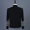 Mäns Steampunk Military Drummer Emo Punk Gothic Jacket Double Breasted Stand Collar Party Singer Show Prom Costume Homme 210522