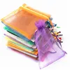 100Pcs/lot Jewelry Drawstring Organza Bag Reuseable Pouches Wedding Favor Gift Bags for Christmas Baby Shower Package