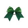 DHL Fast Ship 8 inches Solid Ribbon Cheer Bow för tjejer Boutique Stor Cheerleading Hair Bow Women Lady Sequined