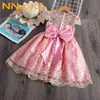 Lato Różowa Dziewczyna Sukienka Cute Dziecko Dress Dziecko Dziewczyna Little Princess Dress Na Wedding Party 1 2 3 4 5 6 7 8 9 10 lat Dziewczynek G1129