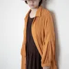 Johnature Autumn Single Breasted Turn-down Collar Kvinnor Cardigan Coats Bomull Linen Solid Färg Casual Kvinna Lång kappa 210521