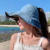 Summer Big Eaves Sunscreen Hat Kvinnlig utomhus tom Top Sun Anti-ultraviolet koreansk version av solida färgbredd hattar Elob22