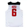 Nikivip Custom 2014 D. Rose Maglia da basket USA Derrick Cucita da uomo Bianco Blu Taglia S-4XL Qualsiasi nome e numero Alta qualità