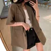 Blazer Women Short-Sleeve Enstaka Solid Simple Back-Split Fritid Suit-Jacket Kontor Ladies Tunn Formell Koreansk stil Ny X0721