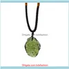 Pingentes jóias 5-7g natural verde aerolite charme checo cristal pedra pingente energia moldavite colar com corrente rope2956