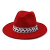 Sombrero Fedora de ala ancha de color caqui para mujer, sombreros Vintage con estampado de hojas de lana para mujeres y hombres, Sombrero de fieltro de lana verde militar