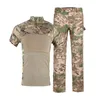 Shooting T Shirt Pants Set Battle Dress Uniform BDU Set Tactical Combat Camouflage Clothing Outdoor Sports Airsoft Gear Jungle Hunting Clothes Woodland NO05-014B