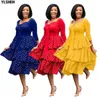 Afryki Drukuj Dresses for Women Dashiki Polk Dot Patchwork Ubrania Plus Size Vestidos Afryka Cake Sukienka Boże Narodzenie Robe Moda Modne