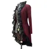 Jas lange jurk vintage vrouwen middeleeuwse steampunk stand kraag lace up cardigan dame herfst zwart rood casual jurken