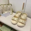 2022 Designer Women Mini Double Rubber Sandals Slides Hook Loop Flat Mule Platform Shoes Adjustable Buckle Shoe