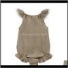 JumpsuitsRomper Baby Clothing Baby Kids Maternity Drop Leverans 2021 Infant Rompers 5 Färger Sommar Ärmlös Ruffle Fold Lace Jumpsuit Sin