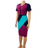 Mulheres retalhos elegante vestido bodycon manga curta cintura alta bloco cor escritório senhoras moda elegante vestidos vestidos 210416