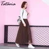 Tulle Skirts Womens Midi Pleated Women Spring High Waist A Line Mesh Tutu Female Elastic Long 210514