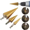 Professional Drill Bits 4Size HSS Titanium Coated Step Bit Drilling Power Tools For Metal High Speed Steel Wood Hole Cutter Cone