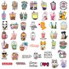 100PCS Cute Cartoon Pearl Milk Tea Stickers Pack for Girl Boba Bubble Teas Decal Sticker To DIY Luggage Laptop Guitar Car