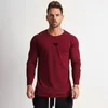 Spring long sleeve t shirt men solid color Fashion cotton o-neck tops plus size high quality gym Bodybuilding Fitness t-shirt 210421