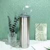 Nya islock! 20oz Straight Tumblers Silver Glossy Tumbler 15oz 30oz med skruvlock Klar strån Box Rostfritt Stål Seam Liner Dubbel Vakuum Isolerade Koppar