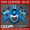 حقن العفن Fairings لسوزوكي 1000CC Rizla Blue GSXR-1000 GSX R1000 GSXR 1000 CC 00 01 02 هيكل السيارة 62NO.60 GSXR1000 K2 2001 2002 2002 2002 GSX-R1000 01-02 OEM Body Kit