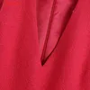 Tangada kvinnor röd tweed playsuits vintage v nacke ärmlös tillbaka dragkedja mode kvinnlig jumpsuits mujer be81 210609