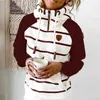 Spring Tops Kvinnors Pullovers Fashion Print Striped Ladies Kläder Casual Hoodies Full Sleeves Mjuk Bekväm Top 210805