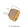 جودة عالية الهيب هوب راب نمط حلقة الذهب والفضة مطلي مايكرو تمهيد النحاس بطل خواتم للرجال