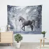 Snow Unicorn Decoration Tapestry Wall Hanging Background Cloth Christmas Psychedelic Wall Carpet Camping Tent Travel Mattres 210609