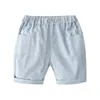 Boys Beach Shorts Summer Todder Baby Causal Clothes Kids Solid Color Trousers Pocket Pants 100% Cotton For 2-8 10 Years 210529